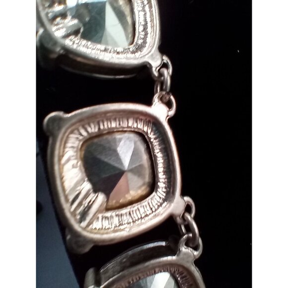 Necklace Statement Faceted Opalescent Faux Stones .75" Vintage Adjusts 15-20" - Picture 12 of 16